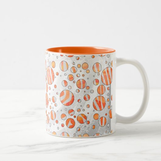 Zebra Orange und White Polka Dot Zweifarbige Tasse (Rechts)