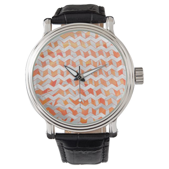 Zebra Orange und White Print Armbanduhr (Vorderseite)