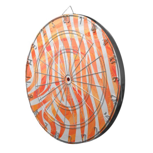 Zebra Orange und White Print Dartscheibe (Vorderseite rechts)