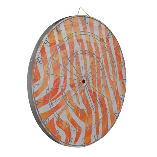 Zebra Orange und White Print Dartscheibe (Vorderseite Links)