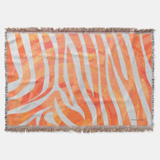 Zebra Orange und White Print Decke (Vorderseite)