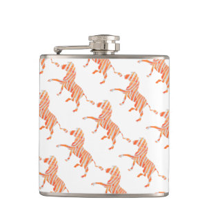 Zebra Orange und White Print Flachmann