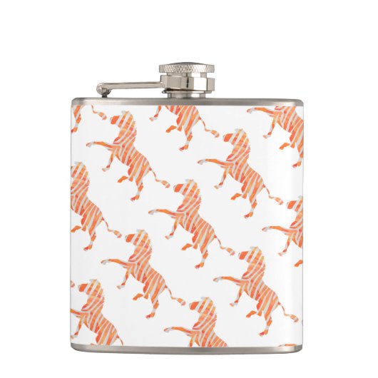 Zebra Orange und White Print Flachmann (Vorderseite)