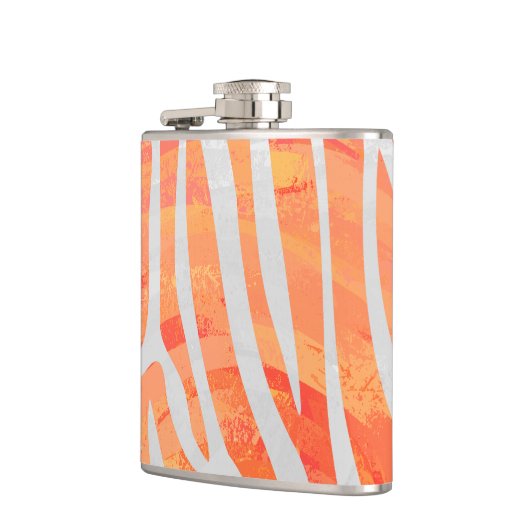 Zebra Orange und White Print Flachmann (Links)