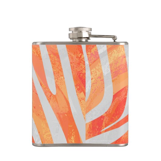 Zebra Orange und White Print Flachmann (Rückseite)