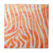 Zebra Orange und White Print Fliese (Vorderseite)