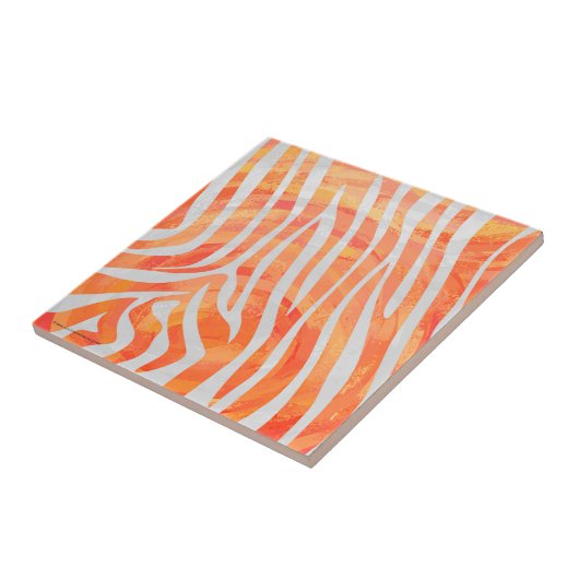 Zebra Orange und White Print Fliese (Seite)