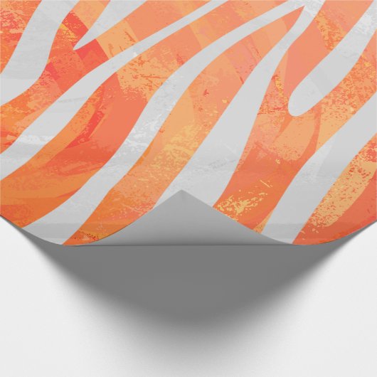 Zebra Orange und White Print Geschenkpapier (Ecke)