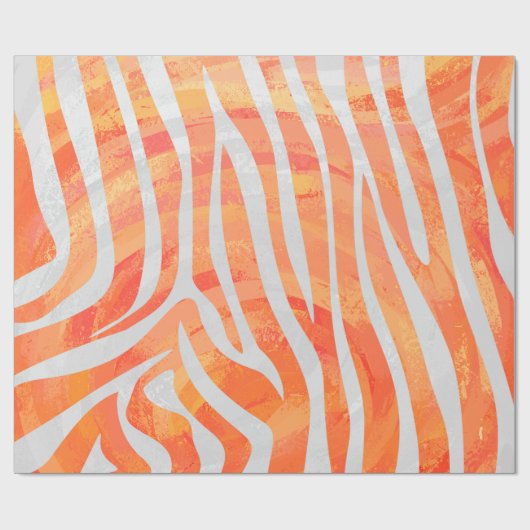 Zebra Orange und White Print Geschenkpapier (Flach)