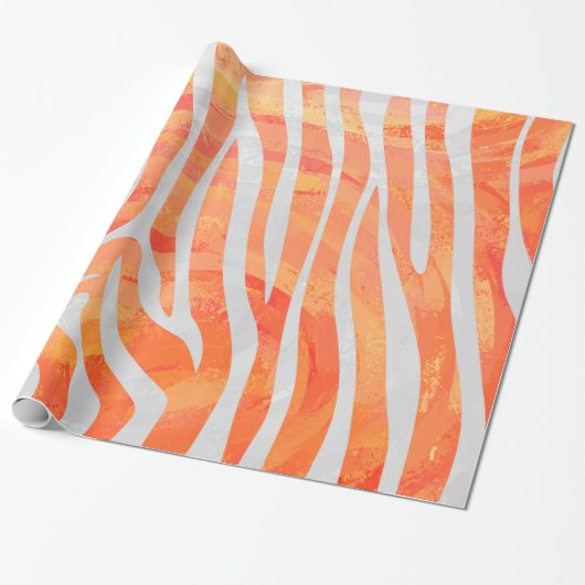Zebra Orange und White Print Geschenkpapier (Ungerollt)