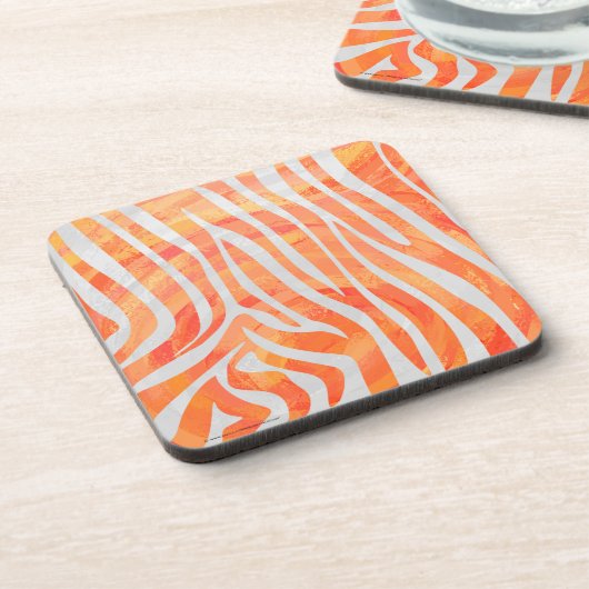 Zebra Orange und White Print Getränkeuntersetzer (Linke Seite)