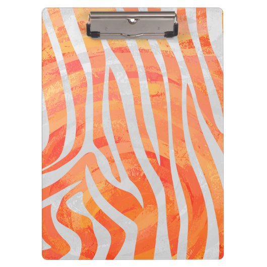 Zebra Orange und White Print Klemmbrett (Vorderseite)