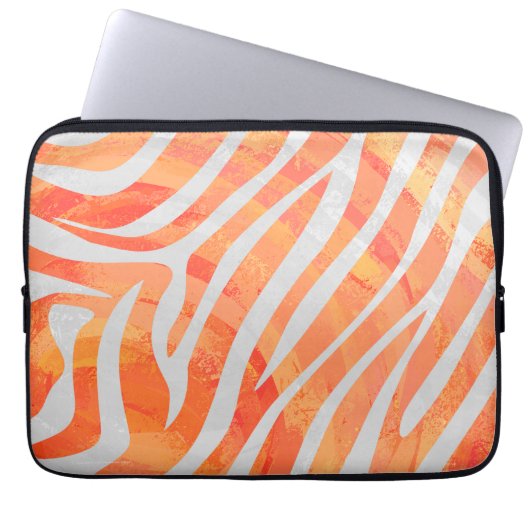 Zebra Orange und White Print Laptopschutzhülle (Vorderseite)