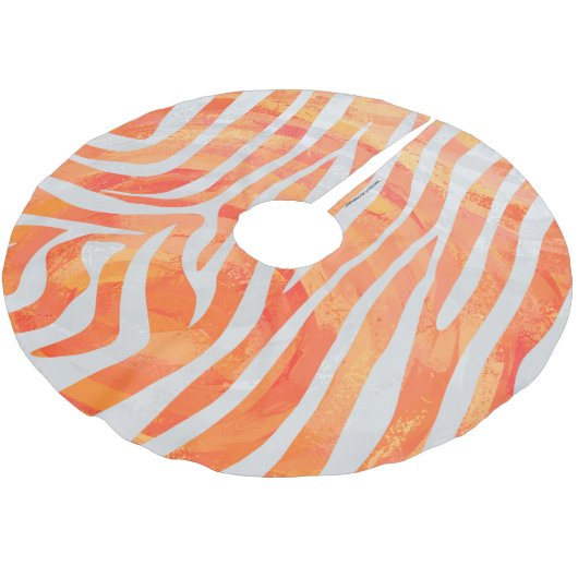Zebra Orange und White Print Polyester Weihnachtsbaumdecke (Schrägansicht)