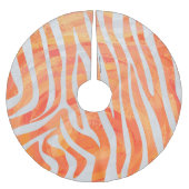 Zebra Orange und White Print Polyester Weihnachtsbaumdecke (Vorderseite)