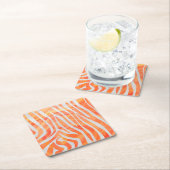 Zebra Orange und White Print Rechteckiger Pappuntersetzer (Vor Ort)
