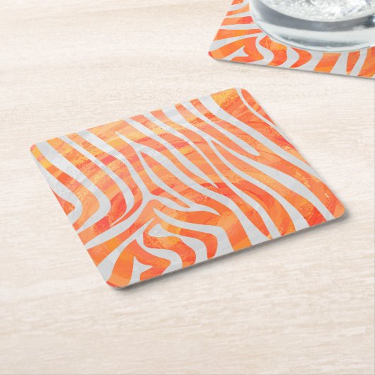 Zebra Orange und White Print Rechteckiger Pappuntersetzer (angewinkelt)