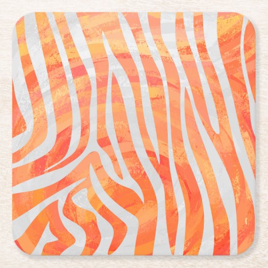 Zebra Orange und White Print Rechteckiger Pappuntersetzer (Vorderseite)