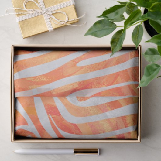 Zebra Orange und White Print Seidenpapier (Geschenk)