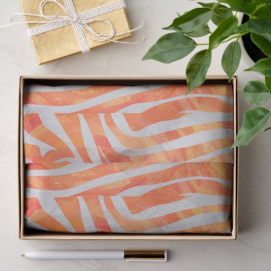 Zebra Orange und White Print Seidenpapier (Geschenk)