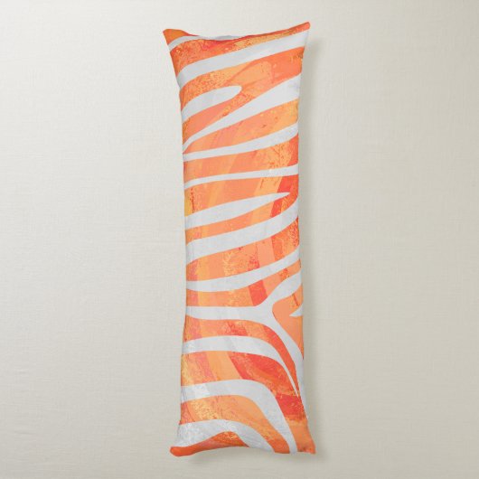 Zebra Orange und White Print Seitenschläferkissen (Rückseite (Vertikal))