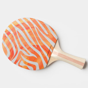 Zebra Orange und White Print Tischtennis Schläger