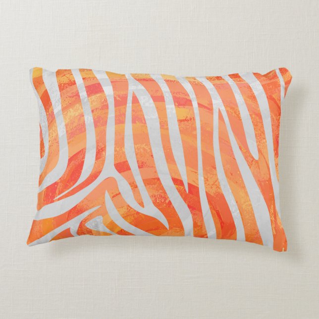 Zebra Orange und White Print Zierkissen (Rückseite)