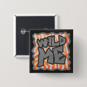 Zebra Orange und White Wild Me Button (Vorne & Hinten)