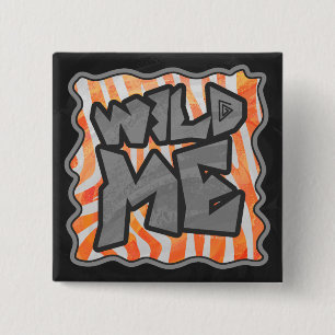 Zebra Orange und White Wild Me Button
