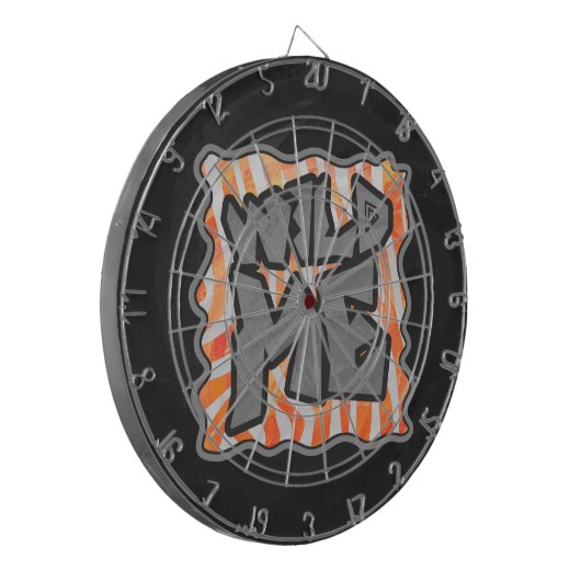 Zebra Orange und White Wild Me Dartscheibe (Vorderseite Links)