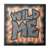 Zebra Orange und White Wild Me Fliese (Vorderseite)