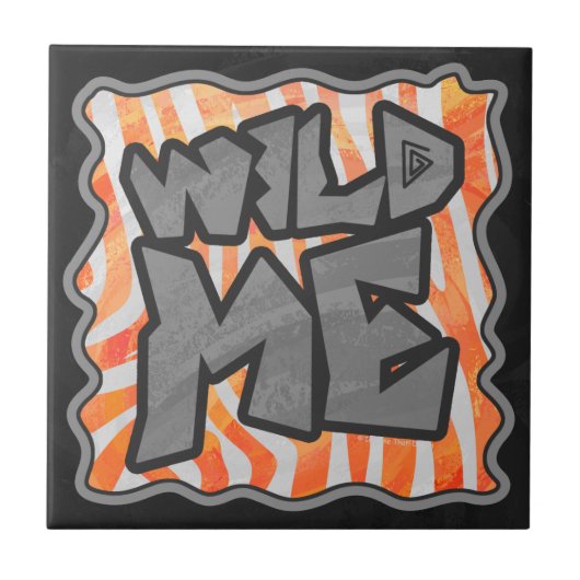 Zebra Orange und White Wild Me Fliese (Vorderseite)
