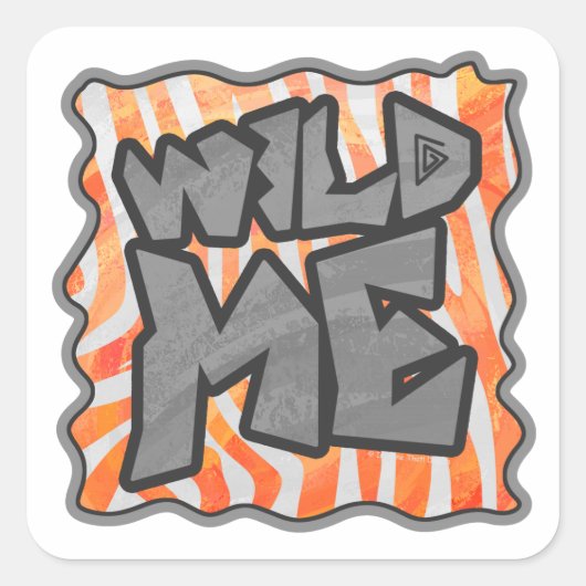 Zebra Orange und White Wild Me Quadratischer Aufkleber (Vorderseite)
