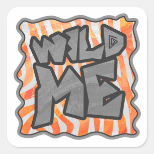 Zebra Orange und White Wild Me Quadratischer Aufkleber