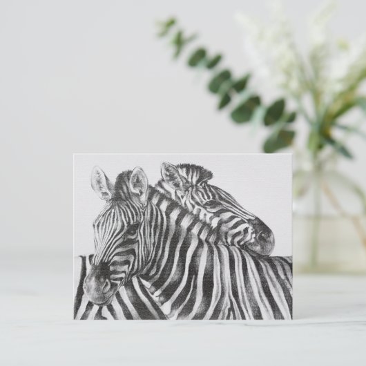 Zebra Original Pencil Drawing Postkarte (Stehend Vorderseite)