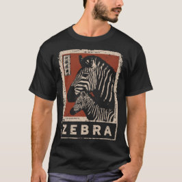 Zebra-Paar mit Retro-Streifen und roter Sonne T-Shirt