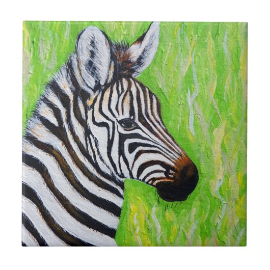 Zebra Painting Keramik Tile Fliese (Vorderseite)