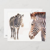 "Zebra Pair" Wasserfarbenwelt Kunst, Dichtung und  Postkarte (Vorne/Hinten)
