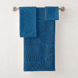 Zebra Palm Hawaii Tropischer Denim Blau Badhandtuch Set