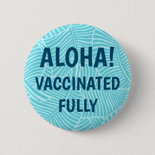 Zebra Palm Hawaiian Aloha Impfstoff Aqua Button