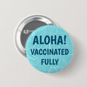 Zebra Palm Hawaiian Aloha Impfstoff Aqua Button (Vorne & Hinten)