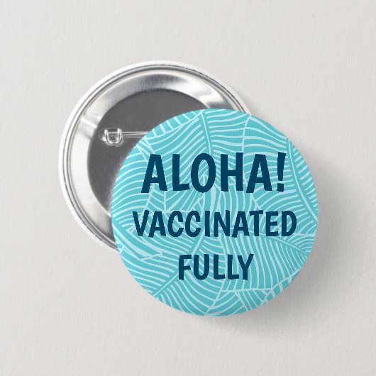 Zebra Palm Hawaiian Aloha Impfstoff Aqua Button (Vorne & Hinten)