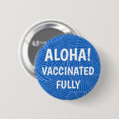 Zebra Palm Hawaiian Aloha Impfstoff Blue Button (Vorne & Hinten)