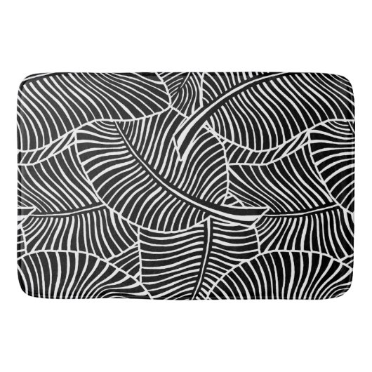 Zebra Palm Hawaiian Tropical Black and White Badematte (Vorderseite)