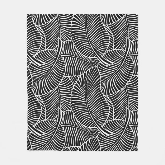 Zebra Palm Hawaiian Tropical Black and White Fleecedecke (Vorderseite)