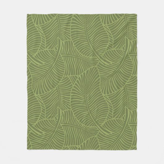 Zebra Palm Hawaiian Tropical Olive Green Fleecedecke (Vorderseite)