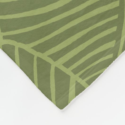 Zebra Palm Hawaiian Tropical Olive Green Fleecedecke (Ecke)