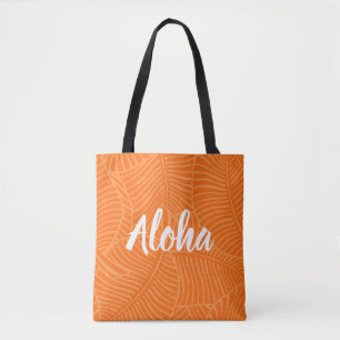 Zebra Palm Hawaiian Tropical Orange Beach Bag Tasche