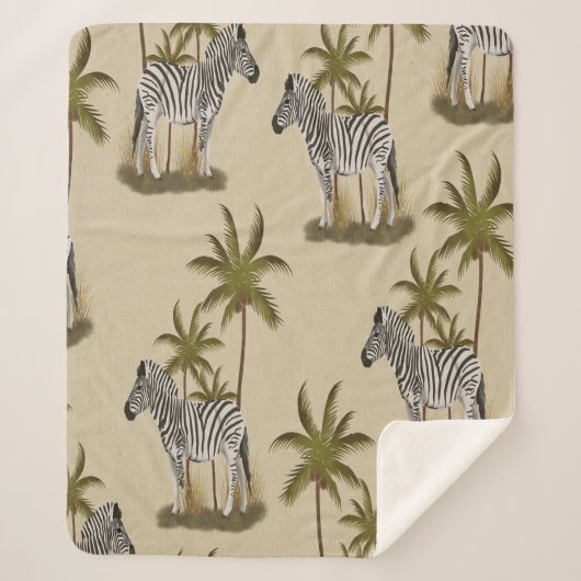 Zebra & Palm Trees Sherpa Blanket Sherpadecke (Vorderseite)