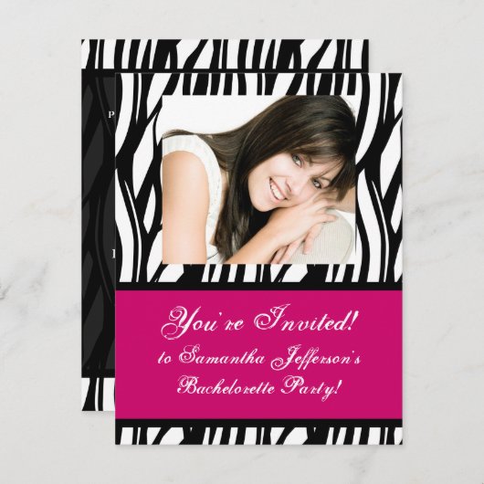 Zebra-Party Einladung (Vorne/Hinten)